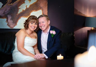 bride and groom portraits indoors